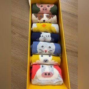 NIB. Mini Boden Kids’ 7-Pack Sorted Socks, Multi Animal, Sz EU25-26 / US7.5-8.5